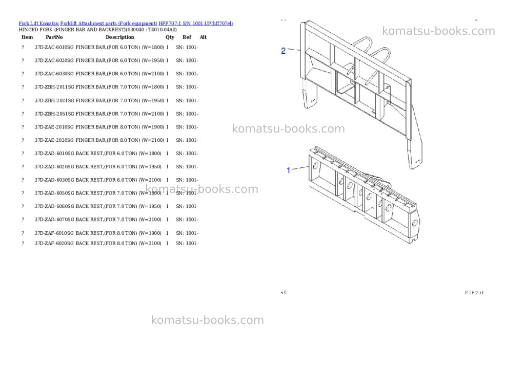 Komatsu hff707-1 s/n 1001-up Parts catalog cover Page 3