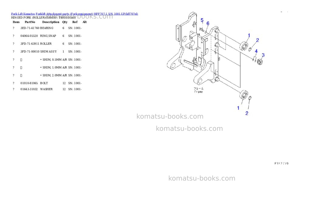 Komatsu hff707-1 s/n 1001-up Parts catalog cover Page 4