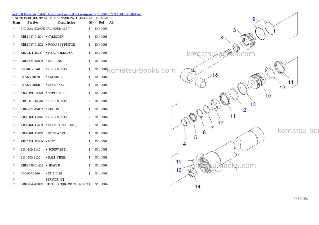 Komatsu hff807-1 s/n 1001-up Parts catalog cover Page 2 Komatsu hff807-1 s/n 1001-up Parts catalog cover Page 2