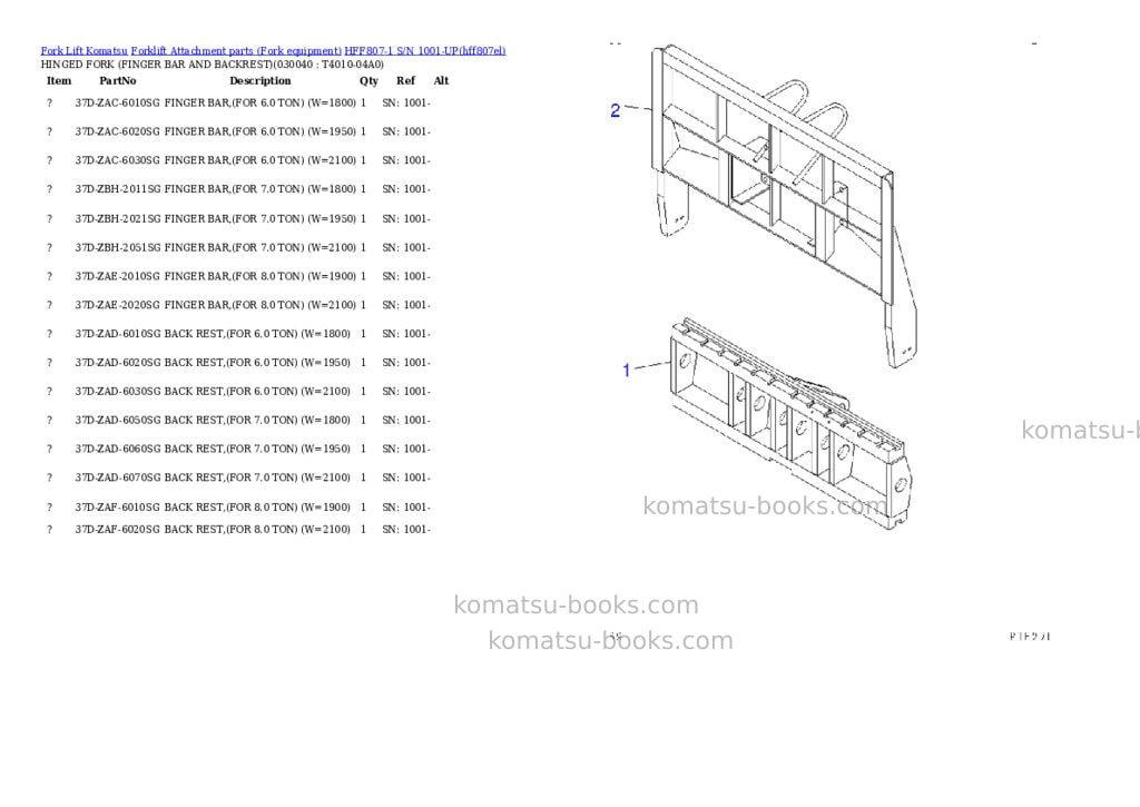 Komatsu hff807-1 s/n 1001-up Parts catalog cover Page 3 Komatsu hff807-1 s/n 1001-up Parts catalog cover Page 3