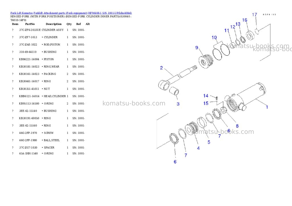 Komatsu hfm408-1 s/n 1001-up Parts catalog cover Page 3