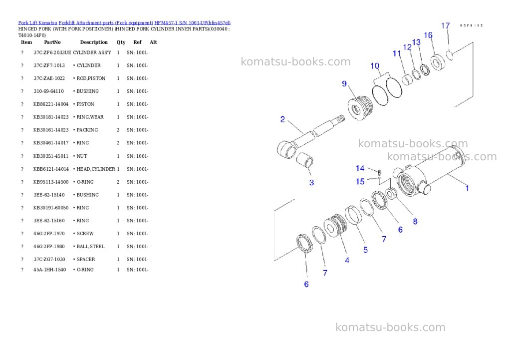 Komatsu hfm457-1 s/n 1001-up Parts catalog cover Page 3