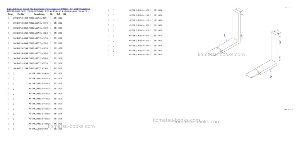 Komatsu hfm457-1 s/n 1001-up Parts catalog cover Page 8