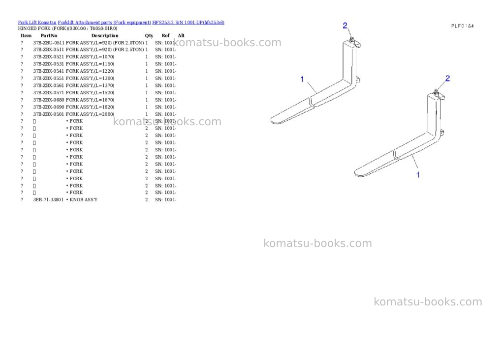 Komatsu HFS253-2 S/N 1001-UP Parts catalog cover Page 10 Komatsu HFS253-2 S/N 1001-UP Parts catalog cover Page 10