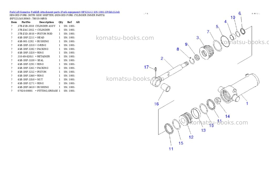 Komatsu HFS253-2 S/N 1001-UP Parts catalog cover Page 4 Komatsu HFS253-2 S/N 1001-UP Parts catalog cover Page 4