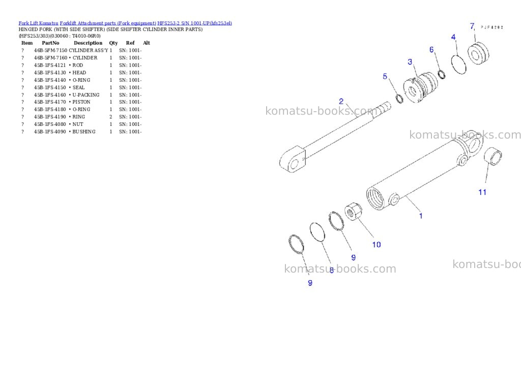 Komatsu HFS253-2 S/N 1001-UP Parts catalog cover Page 6 Komatsu HFS253-2 S/N 1001-UP Parts catalog cover Page 6