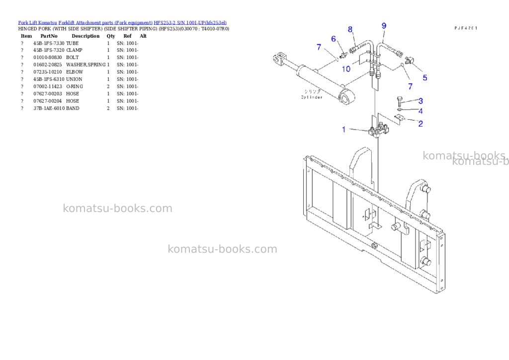 Komatsu HFS253-2 S/N 1001-UP Parts catalog cover Page 7 Komatsu HFS253-2 S/N 1001-UP Parts catalog cover Page 7