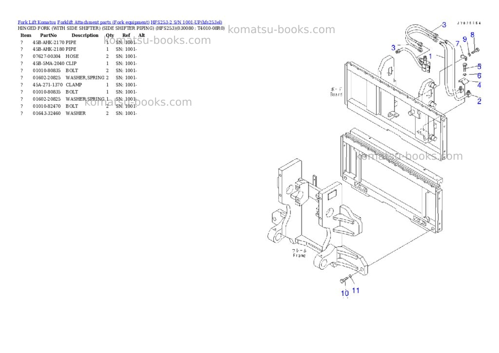 Komatsu HFS253-2 S/N 1001-UP Parts catalog cover Page 8 Komatsu HFS253-2 S/N 1001-UP Parts catalog cover Page 8