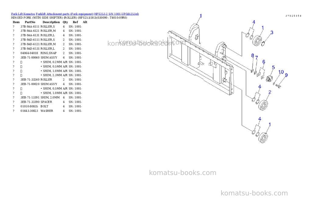 Komatsu HFS253-2 S/N 1001-UP Parts catalog cover Page 9 Komatsu HFS253-2 S/N 1001-UP Parts catalog cover Page 9
