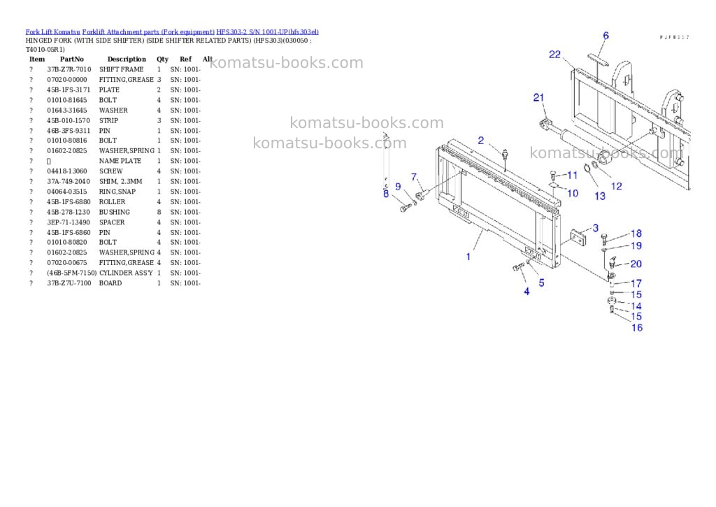 Komatsu HFS303-2 S/N 1001-UP Parts catalog cover Page 4 Komatsu HFS303-2 S/N 1001-UP Parts catalog cover Page 4