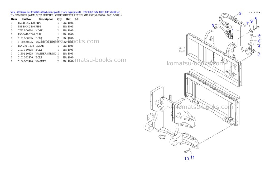 Komatsu HFS303-2 S/N 1001-UP Parts catalog cover Page 7 Komatsu HFS303-2 S/N 1001-UP Parts catalog cover Page 7