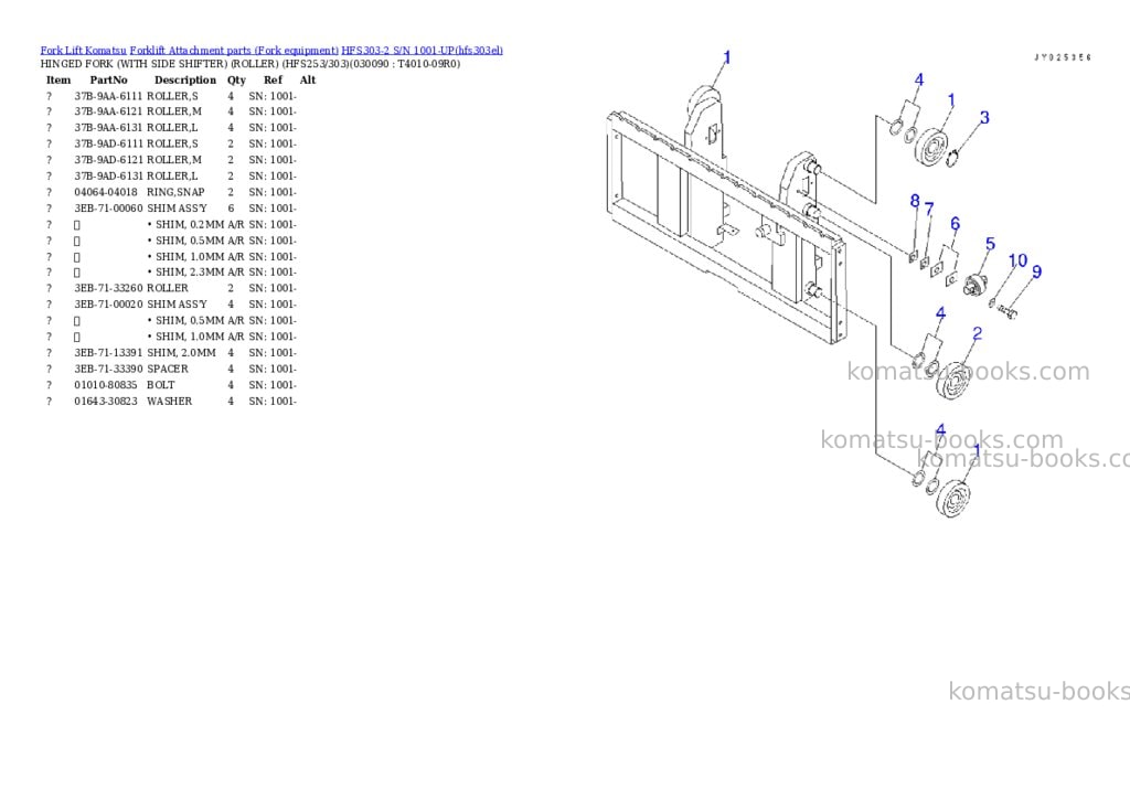 Komatsu HFS303-2 S/N 1001-UP Parts catalog cover Page 8 Komatsu HFS303-2 S/N 1001-UP Parts catalog cover Page 8