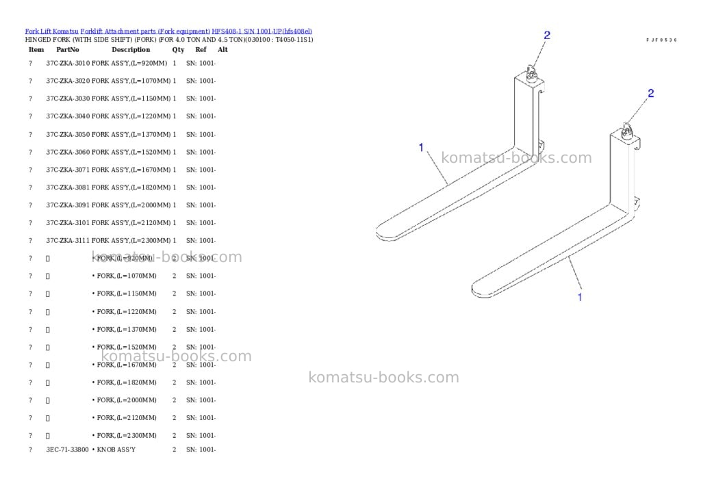 Komatsu hfs408-1 s/n 1001-up Parts catalog cover Page 10 Komatsu hfs408-1 s/n 1001-up Parts catalog cover Page 10