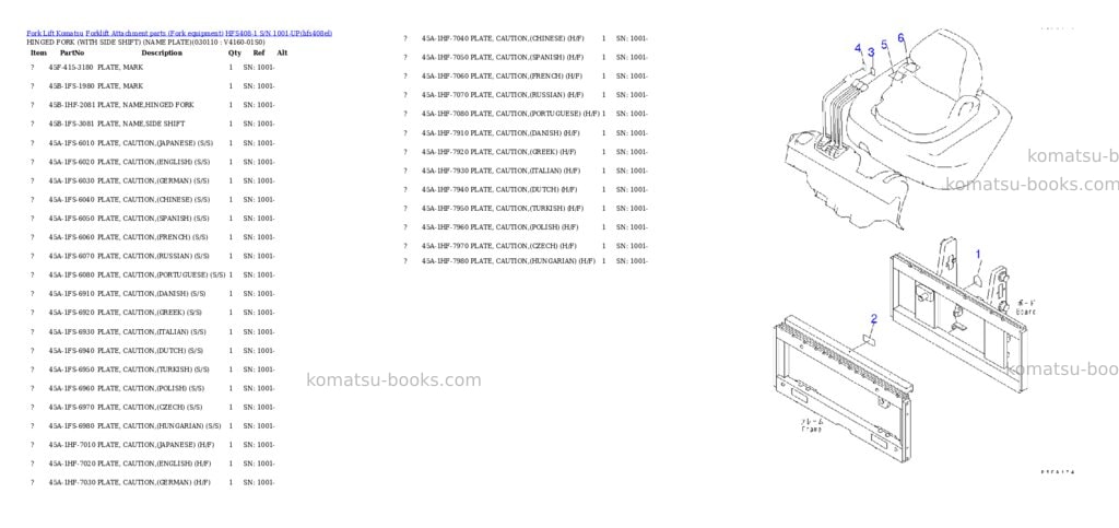 Komatsu hfs408-1 s/n 1001-up Parts catalog cover Page 11 Komatsu hfs408-1 s/n 1001-up Parts catalog cover Page 11