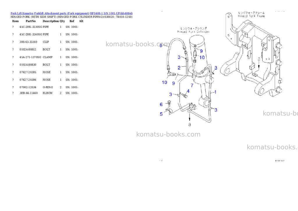 Komatsu hfs408-1 s/n 1001-up Parts catalog cover Page 2 Komatsu hfs408-1 s/n 1001-up Parts catalog cover Page 2