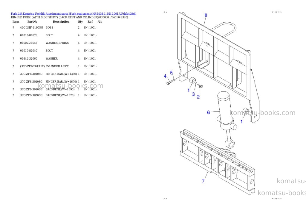 Komatsu hfs408-1 s/n 1001-up Parts catalog cover Page 3 Komatsu hfs408-1 s/n 1001-up Parts catalog cover Page 3