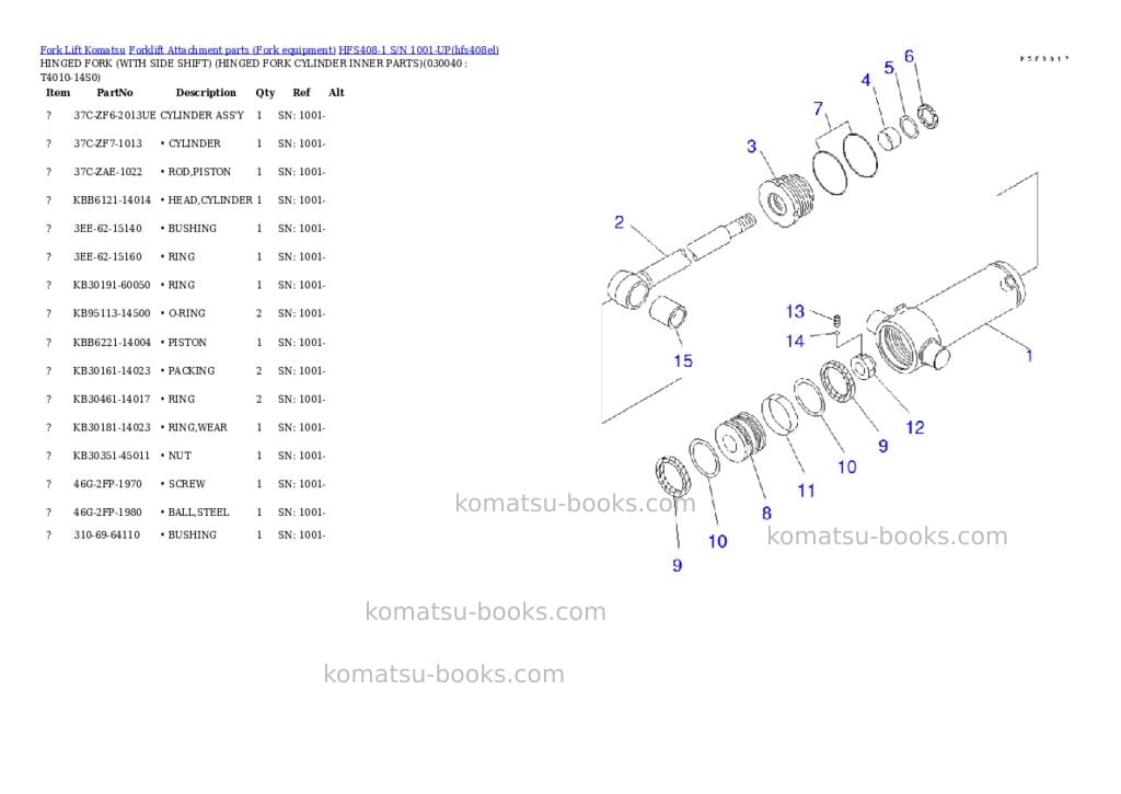 Komatsu hfs408-1 s/n 1001-up Parts catalog cover Page 4 Komatsu hfs408-1 s/n 1001-up Parts catalog cover Page 4