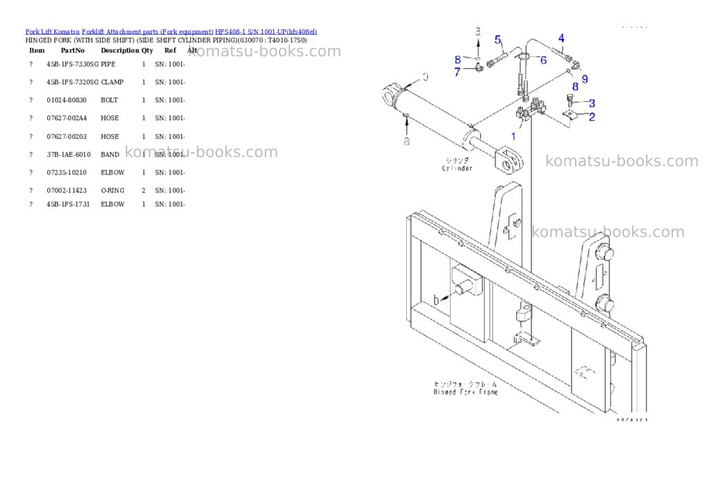 Komatsu hfs408-1 s/n 1001-up Parts catalog cover Page 7 Komatsu hfs408-1 s/n 1001-up Parts catalog cover Page 7