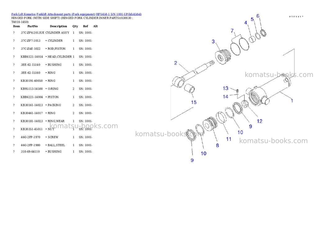 Komatsu hfs458-1 s/n 1001-up Parts catalog cover Page 2