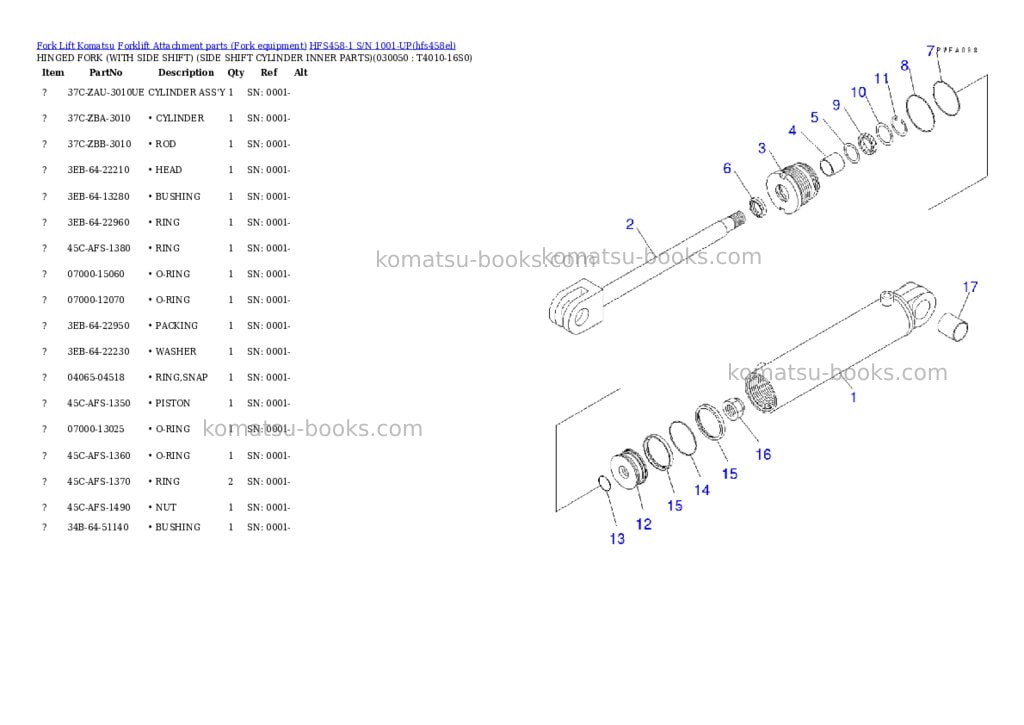 Komatsu hfs458-1 s/n 1001-up Parts catalog cover Page 4