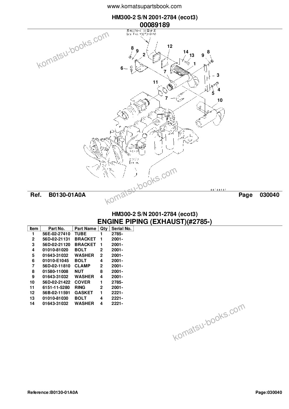 Komatsu hm300-2 s/n 2001-2784 ecot3 Parts catalog cover Page 6