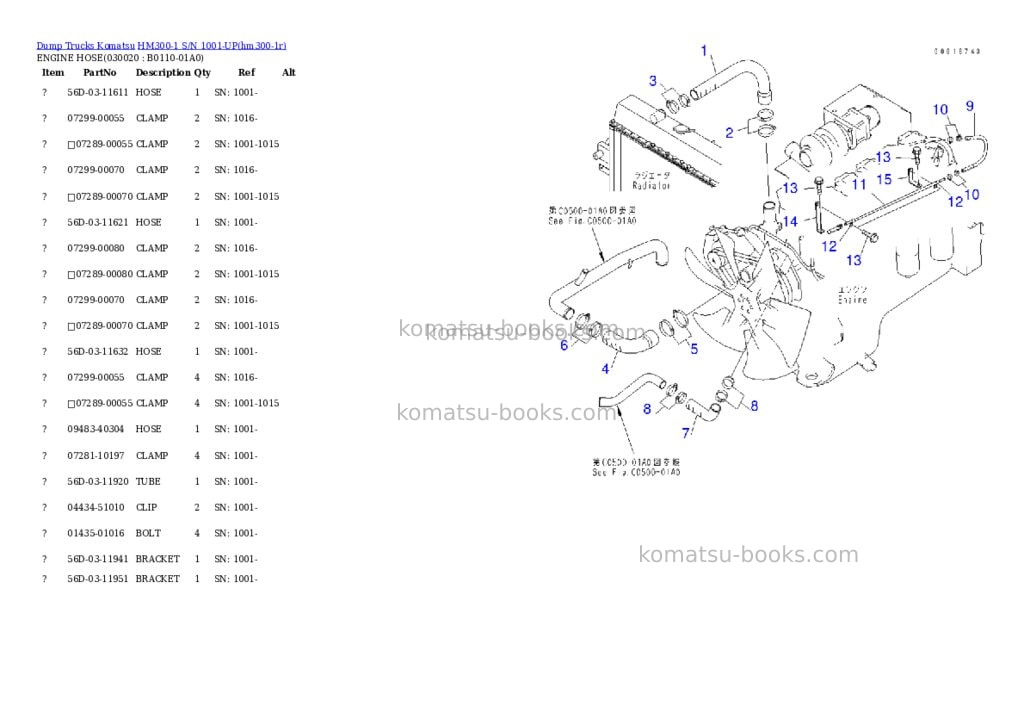 Komatsu HM300-1 S/N 1001-UP Parts catalog cover