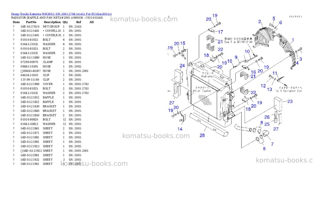 Komatsu hm300-2 s/n 2001-2784 ecot3, for eu Parts catalog cover Page 10