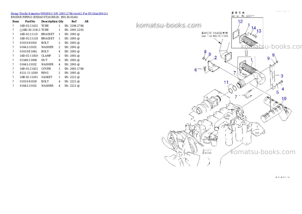 Komatsu hm300-2 s/n 2001-2784 ecot3, for eu Parts catalog cover Page 2