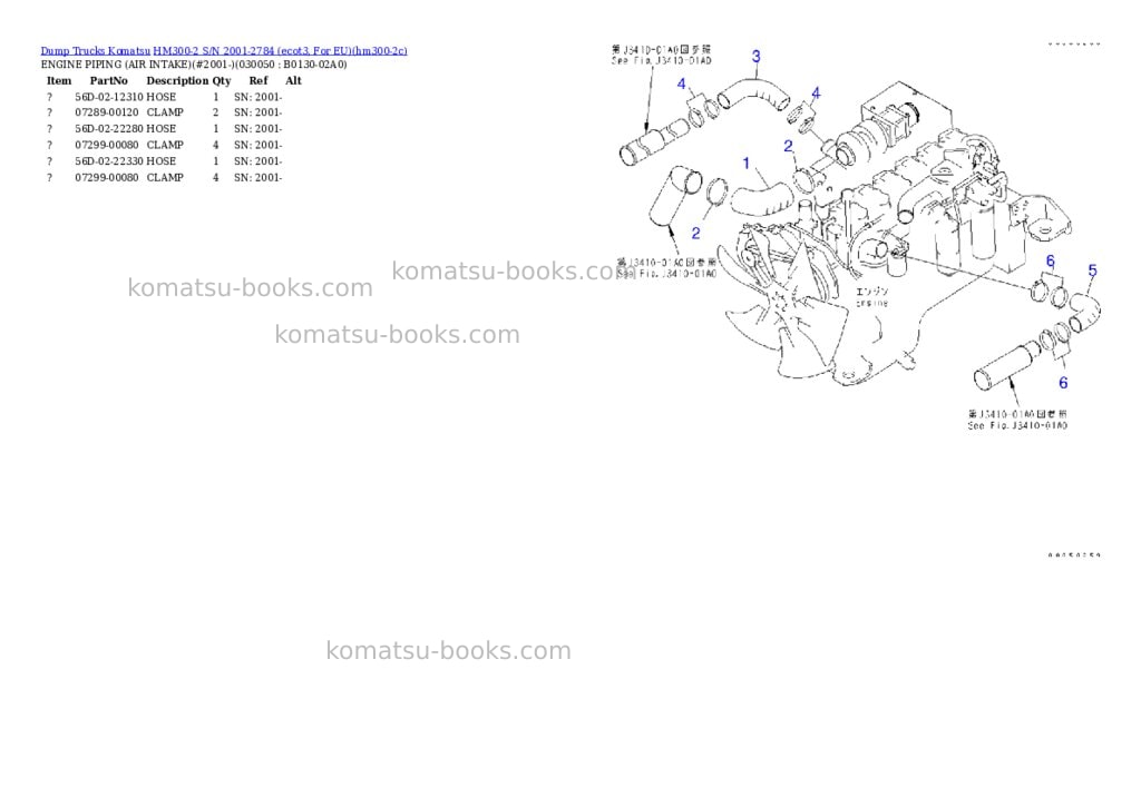 Komatsu hm300-2 s/n 2001-2784 ecot3, for eu Parts catalog cover Page 4