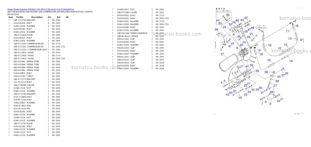 Komatsu hm300-2 s/n 2001-2784 ecot3, for eu Parts catalog cover Page 6