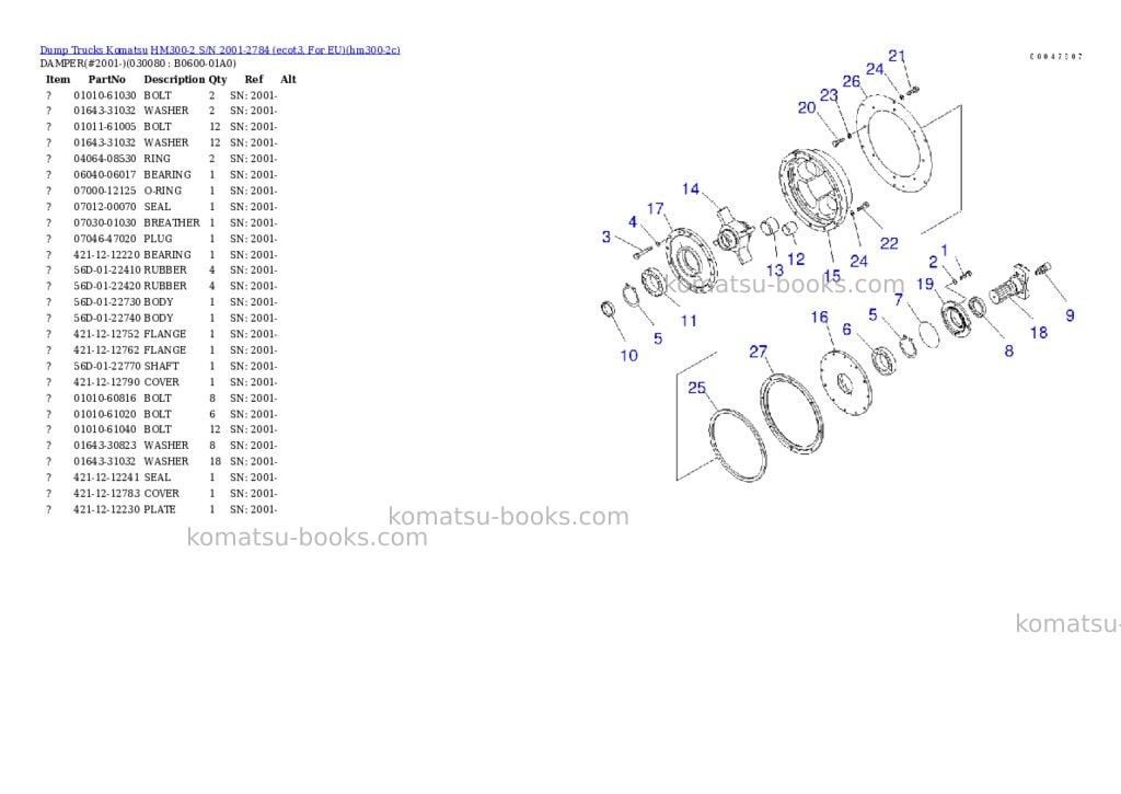Komatsu hm300-2 s/n 2001-2784 ecot3, for eu Parts catalog cover Page 7