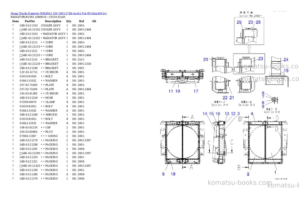 Komatsu hm300-2 s/n 2001-2784 ecot3, for eu Parts catalog cover Page 8