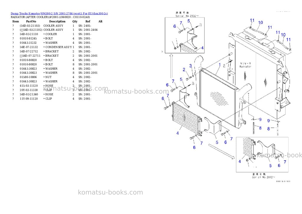 Komatsu hm300-2 s/n 2001-2784 ecot3, for eu Parts catalog cover Page 9