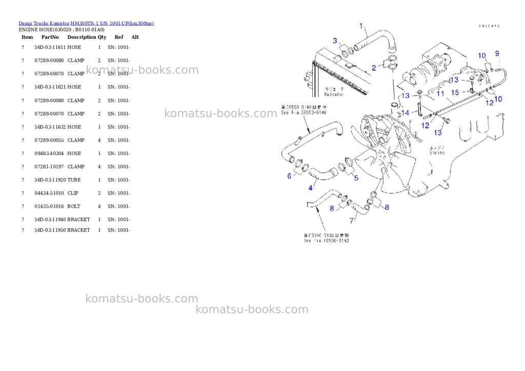 Komatsu hm300tn-1 s/n 1001-up Parts catalog cover