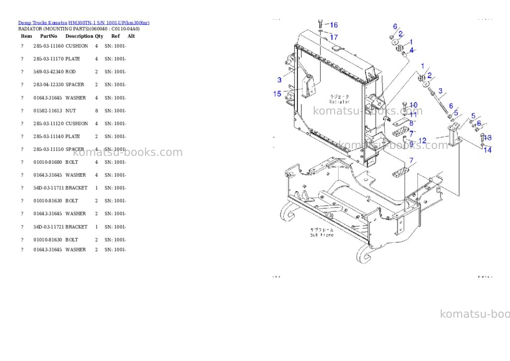 Komatsu hm300tn-1 s/n 1001-up Parts catalog cover Page 10