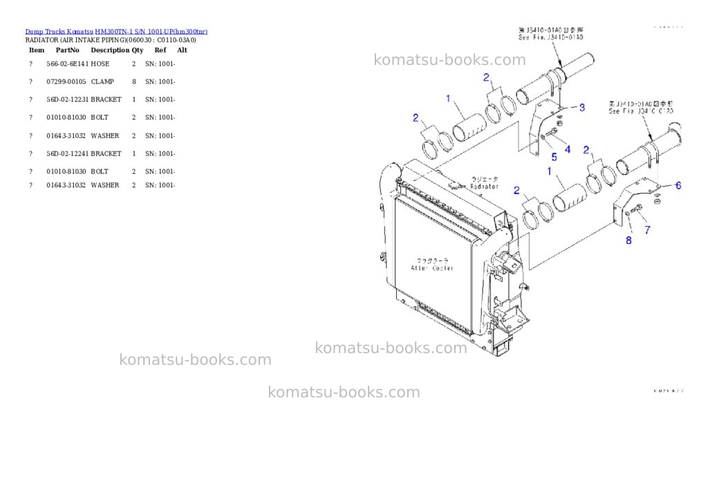 Komatsu hm300tn-1 s/n 1001-up Parts catalog cover Page 9