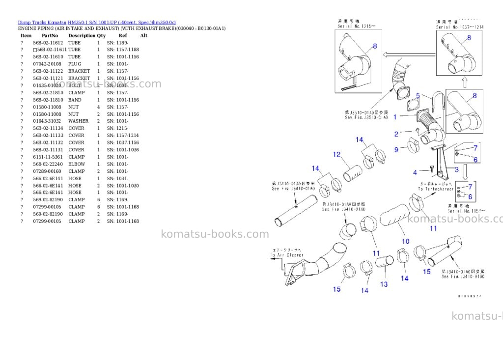Komatsu HM350-1 S/N 1001-UP (-40cent. Spec.) Parts catalog cover Page 3 Komatsu HM350-1 S/N 1001-UP (-40cent. Spec.) Parts catalog cover Page 3