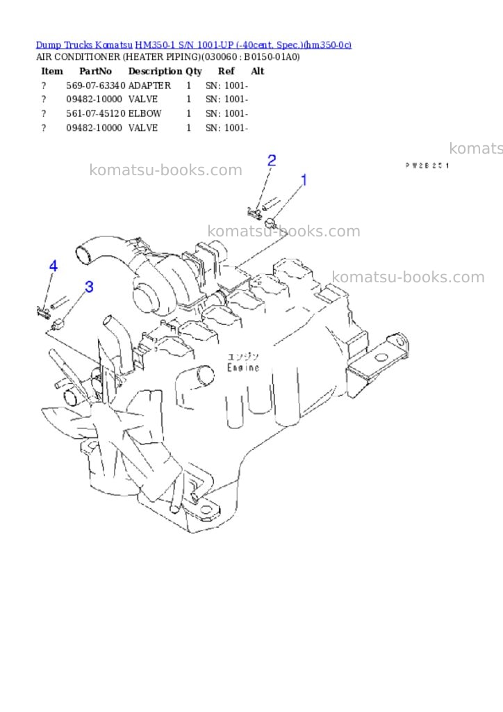 Komatsu HM350-1 S/N 1001-UP (-40cent. Spec.) Parts catalog cover Page 5 Komatsu HM350-1 S/N 1001-UP (-40cent. Spec.) Parts catalog cover Page 5