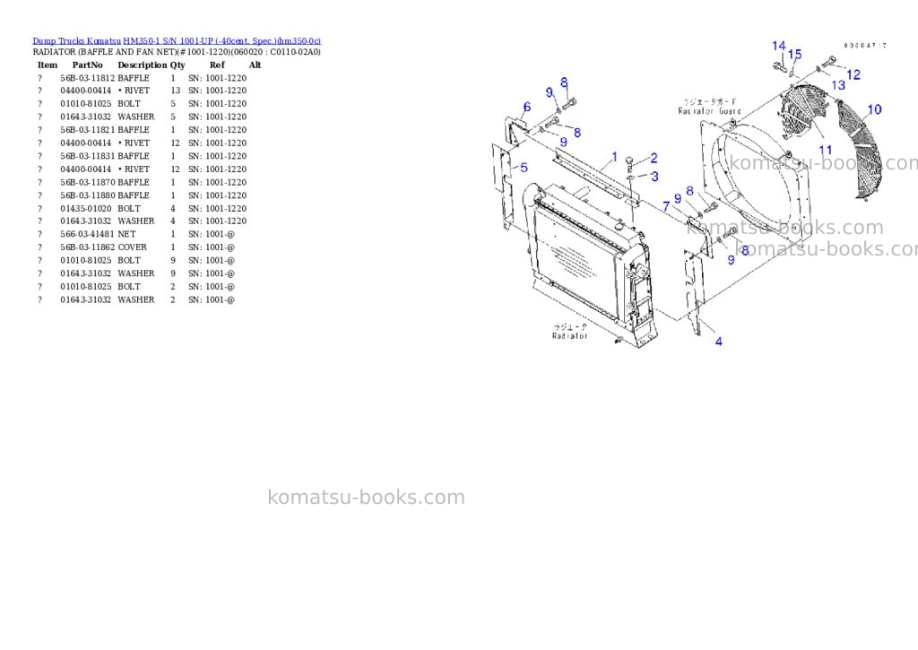 Komatsu HM350-1 S/N 1001-UP (-40cent. Spec.) Parts catalog cover Page 9 Komatsu HM350-1 S/N 1001-UP (-40cent. Spec.) Parts catalog cover Page 9