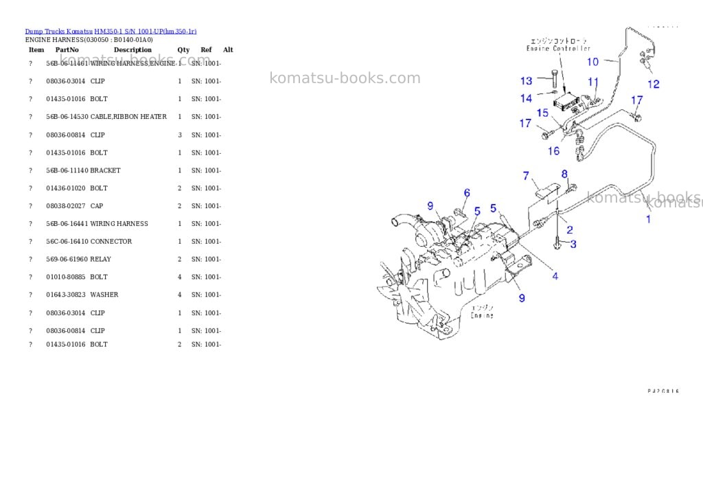 Komatsu hm350-1 s/n 1001-up Parts catalog cover Page 4 Komatsu hm350-1 s/n 1001-up Parts catalog cover Page 4