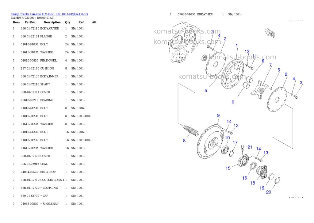 Komatsu hm350-1 s/n 1001-up Parts catalog cover Page 7 Komatsu hm350-1 s/n 1001-up Parts catalog cover Page 7