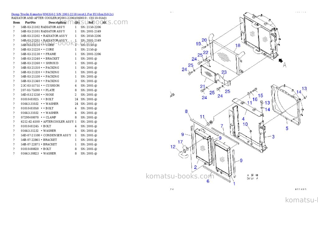 Komatsu hm350-2 s/n 2001-2218 ecot3, for eu Parts catalog cover Page 10