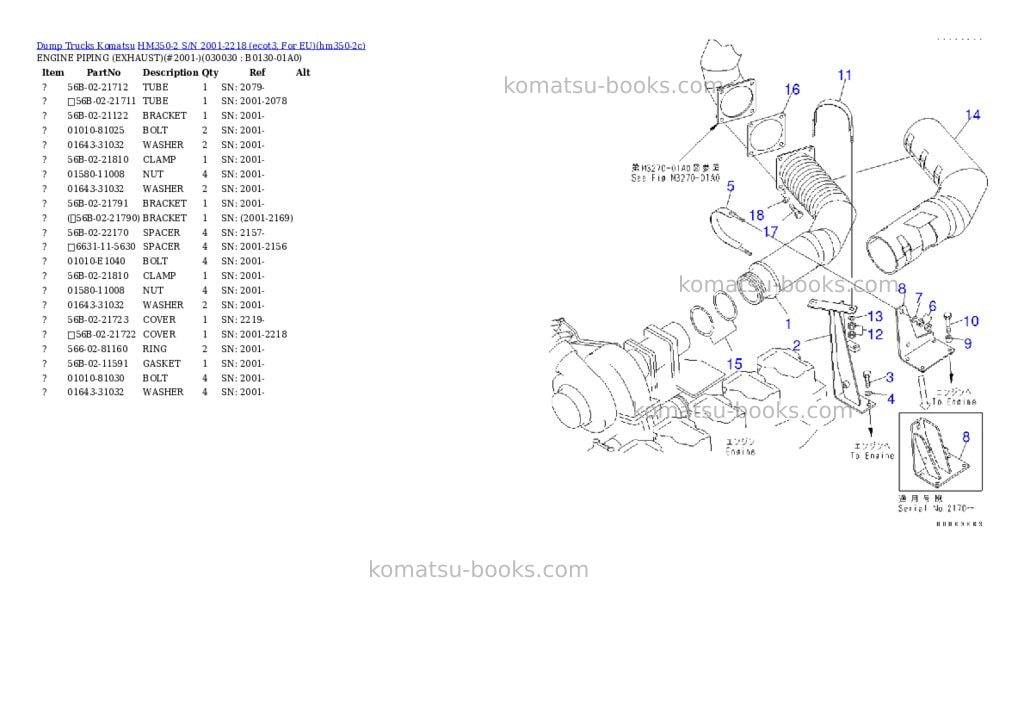 Komatsu hm350-2 s/n 2001-2218 ecot3, for eu Parts catalog cover Page 2