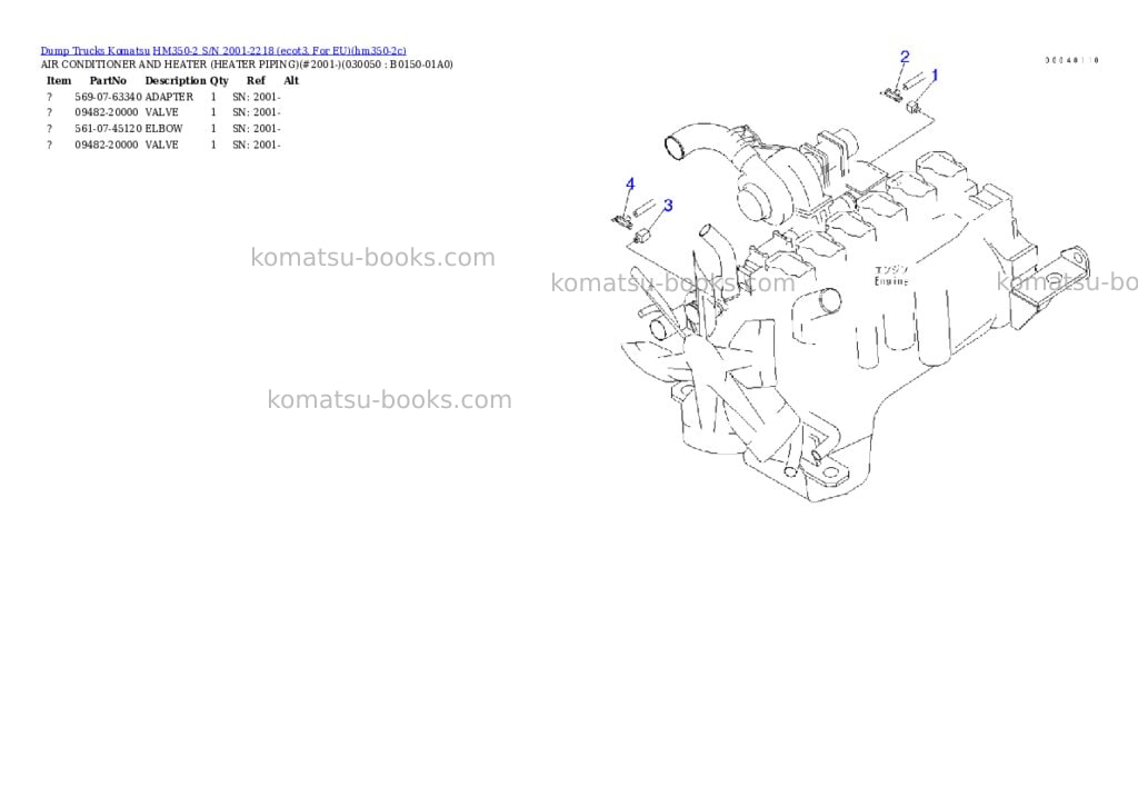 Komatsu hm350-2 s/n 2001-2218 ecot3, for eu Parts catalog cover Page 4