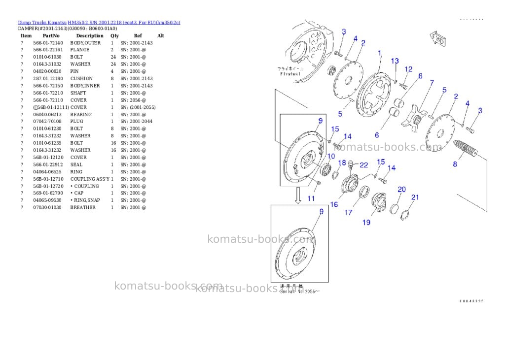 Komatsu hm350-2 s/n 2001-2218 ecot3, for eu Parts catalog cover Page 8