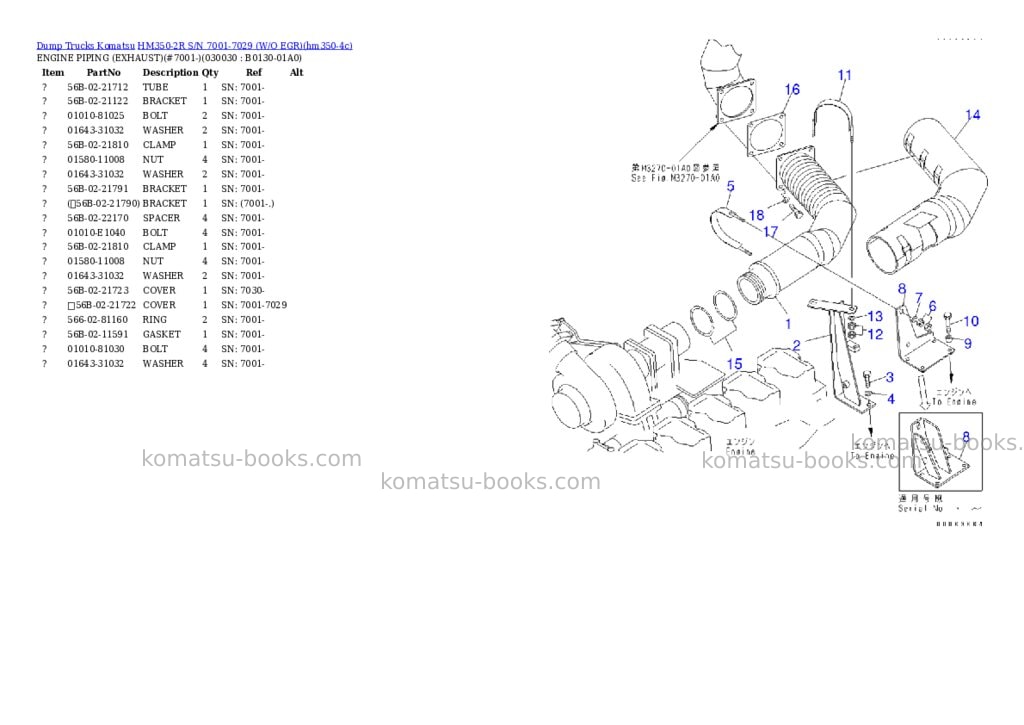 Komatsu HM350-2R S/N 7001-7029 (W/O EGR) Parts catalog cover Page 2