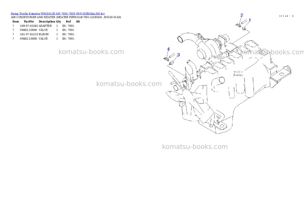 Komatsu HM350-2R S/N 7001-7029 (W/O EGR) Parts catalog cover Page 4