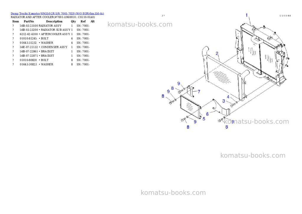 Komatsu HM350-2R S/N 7001-7029 (W/O EGR) Parts catalog cover Page 7
