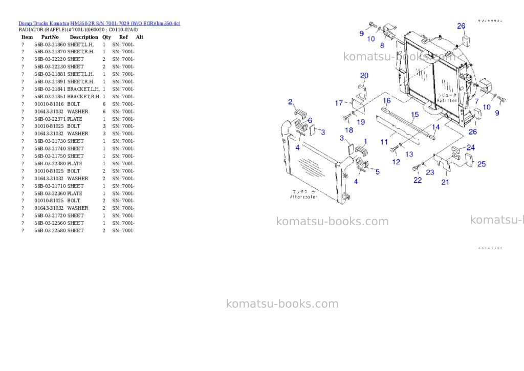 Komatsu HM350-2R S/N 7001-7029 (W/O EGR) Parts catalog cover Page 8