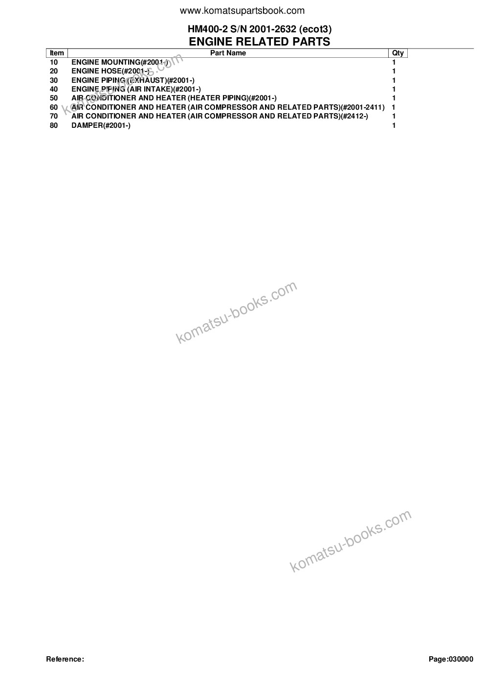 Komatsu hm400-2 s/n 2001-2632 ecot3 Parts catalog cover Page 2